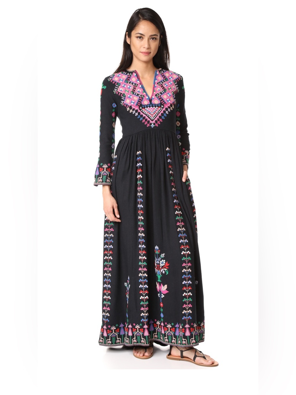 Ulla Johnson Irine Embroidery Maxi Boho Garmentory Floral Dress in black size 0